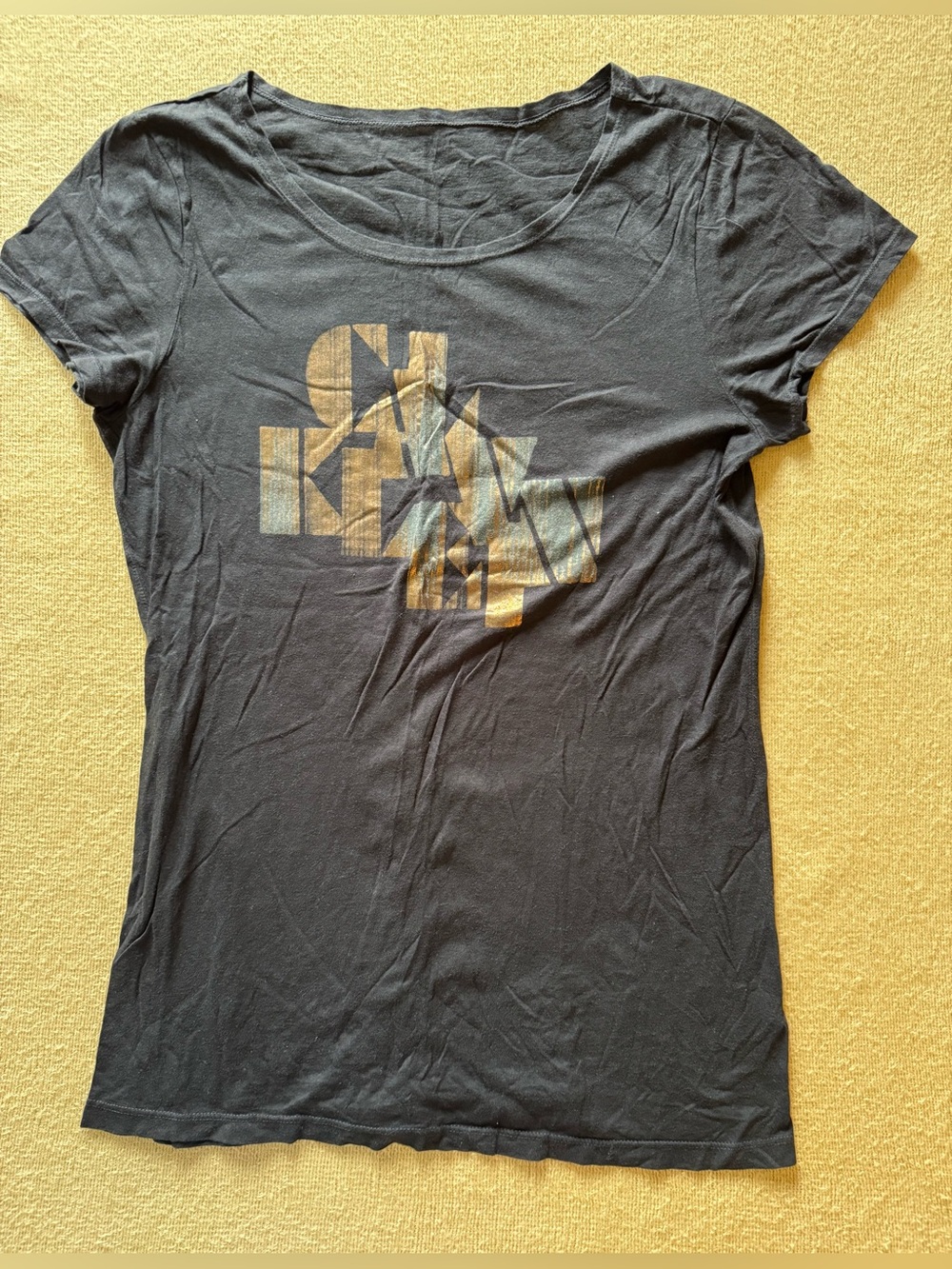 Calvin Klein Black Short-Sleeve Tee with Gold Graphic